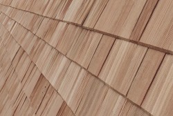 Natural split larch shingles