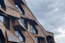 Natural split larch shingles
