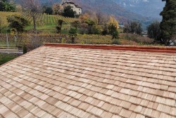 Natural split larch shingles