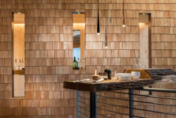 Natural split larch shingles