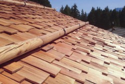 Natural split larch shingles